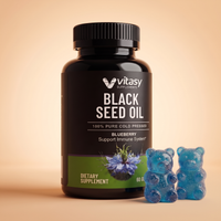 Black Seed Oil Gummies 1000mg Per Serving - Cold Pressed Nigella Sativa Seed Oil, Two Gummies Daily - 60 Gummies, 4 Fruit Flavors