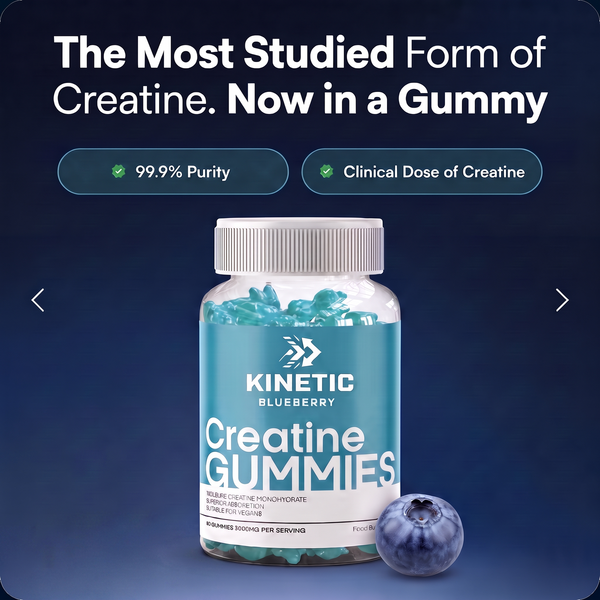 Creatine Gummies - Everyday Strength for People Who Train - 3000mg Creatine Monohydrate Per Serving - Vegan Chewables