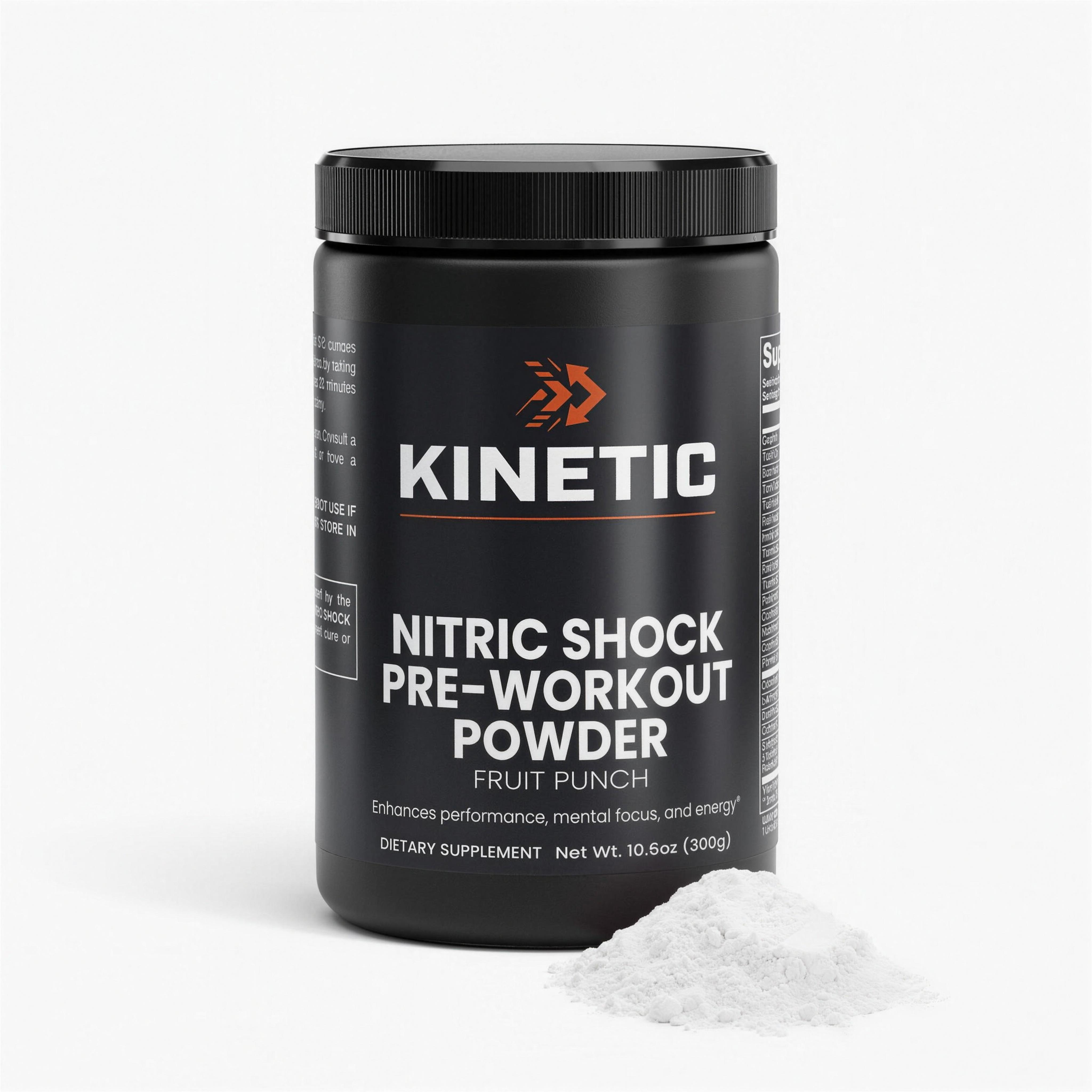 KINETIC Nitric Shock Pre-Workout Powder, Fruit Punch, 300 g