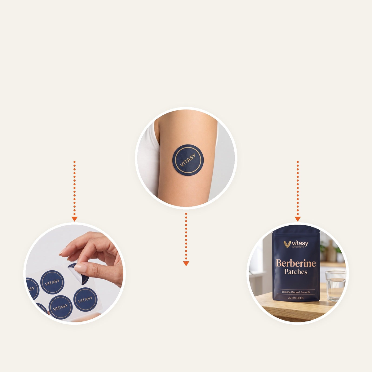 Peeling, applying and wearing a Vitasy patch