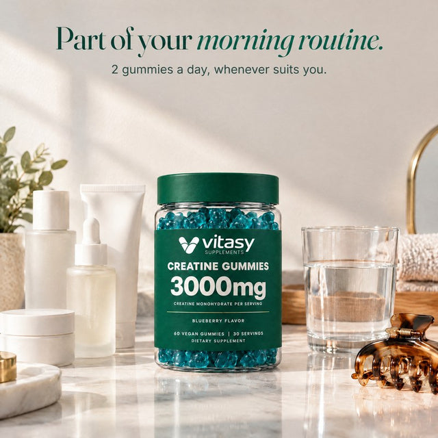 Jar on a bathroom counter, morning routine