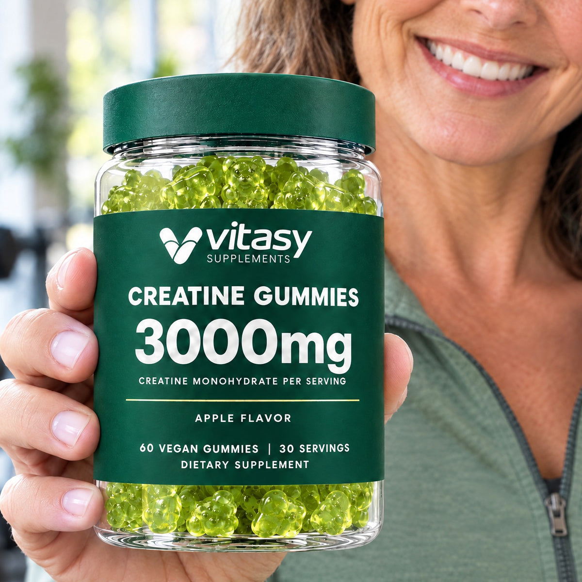 Vitasy Creatine Gummies jar, Apple flavor