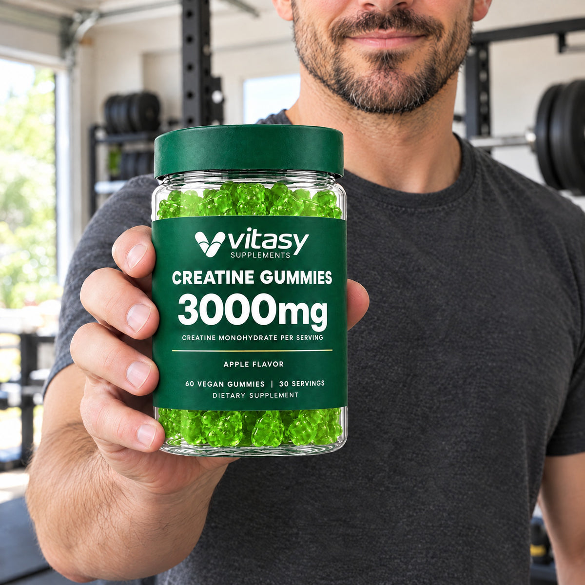 Vitasy Creatine Gummies jar, Apple flavor