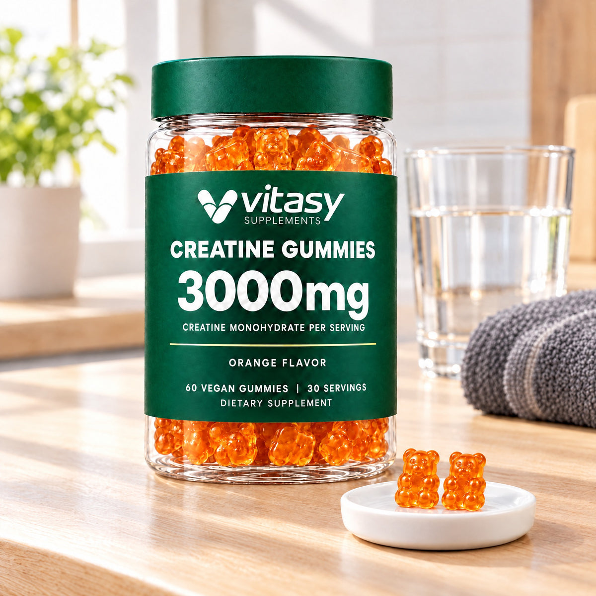 Vitasy Creatine Gummies jar, Orange flavor