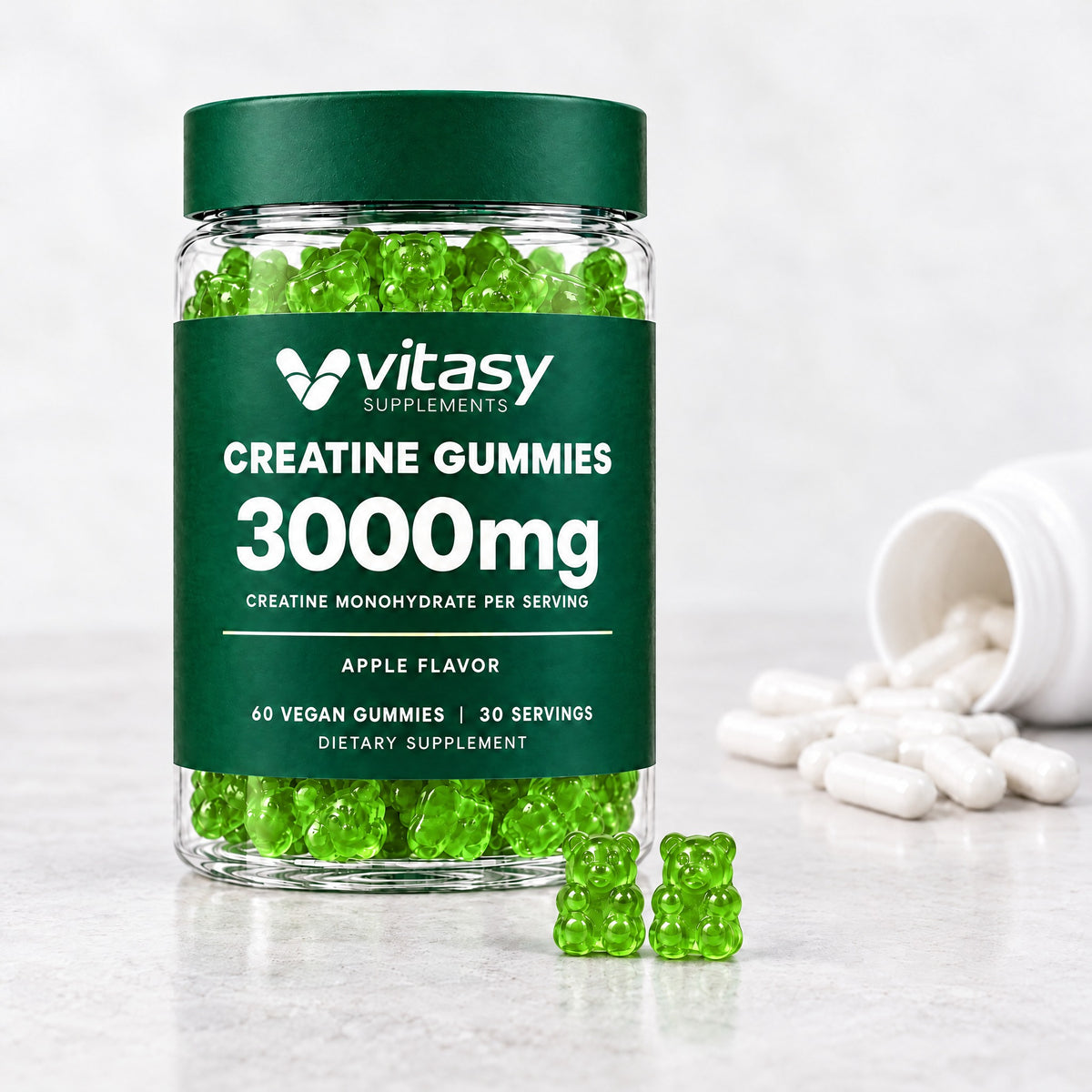 Vitasy Creatine Gummies jar, Apple flavor