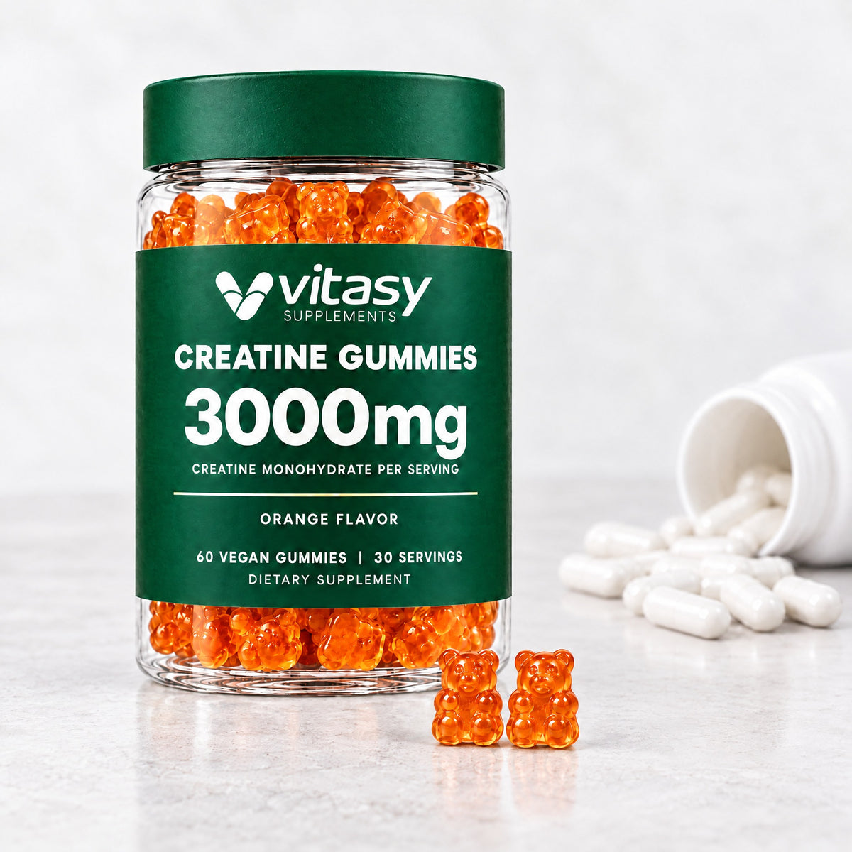 Vitasy Creatine Gummies jar, Orange flavor