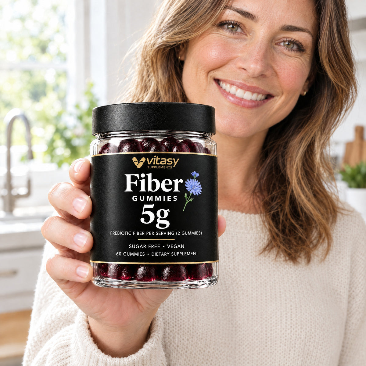 Vitasy Fiber Gummies jar, Cherry flavor