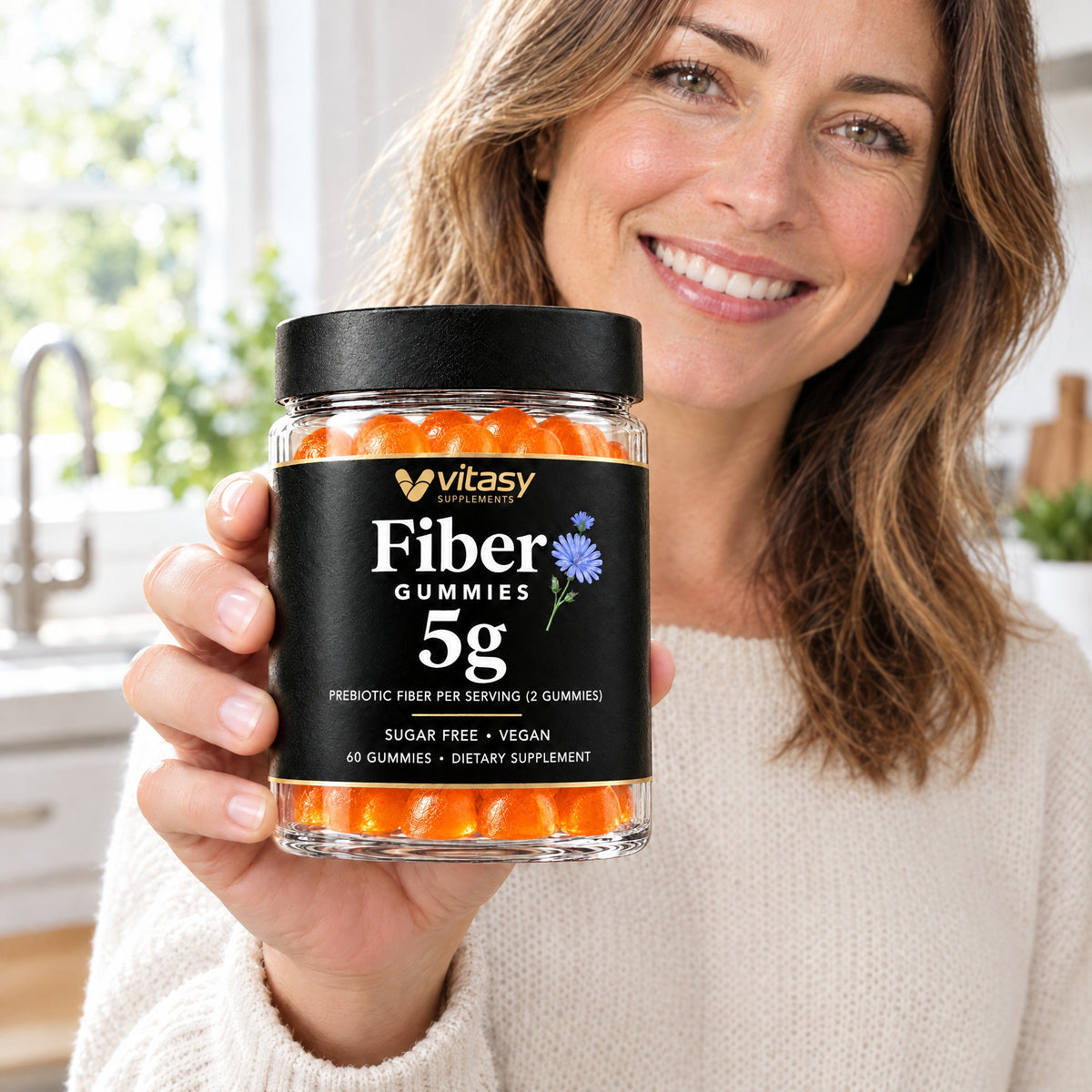 Vitasy Fiber Gummies jar, Orange flavor