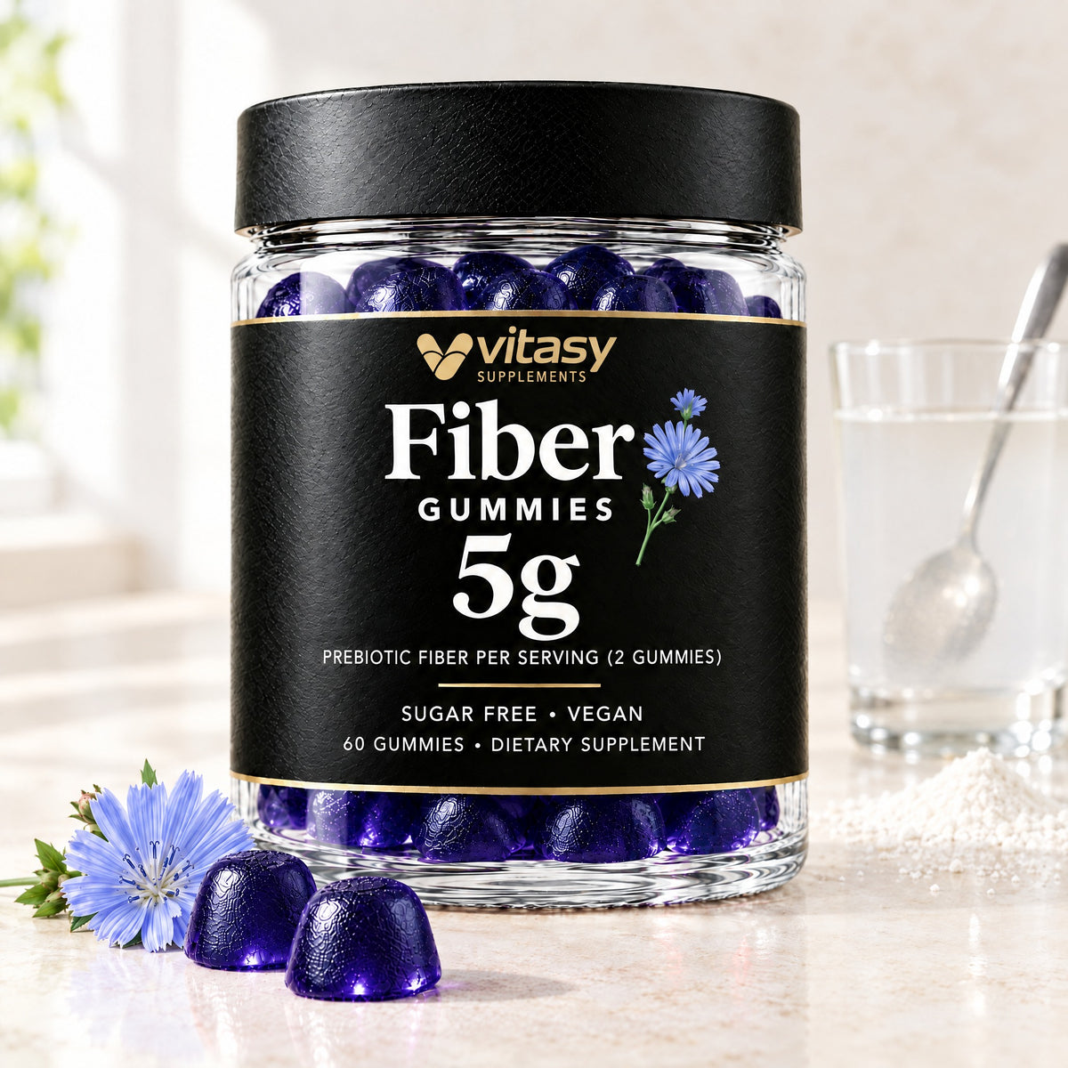 Vitasy Fiber Gummies jar, Blueberry flavor
