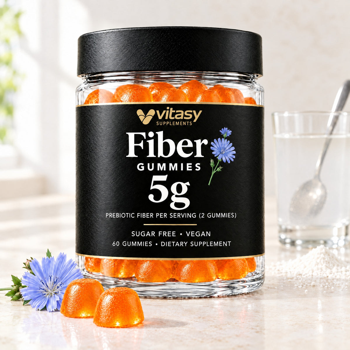 Vitasy Fiber Gummies jar, Orange flavor