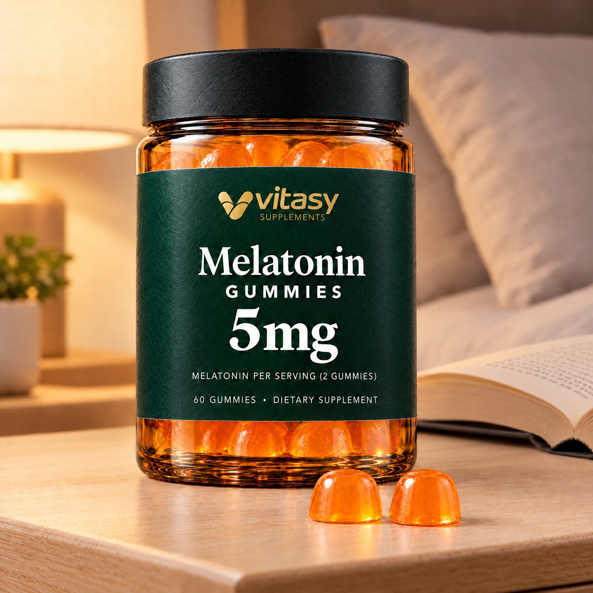 Vitasy Melatonin Gummies jar, Orange flavor
