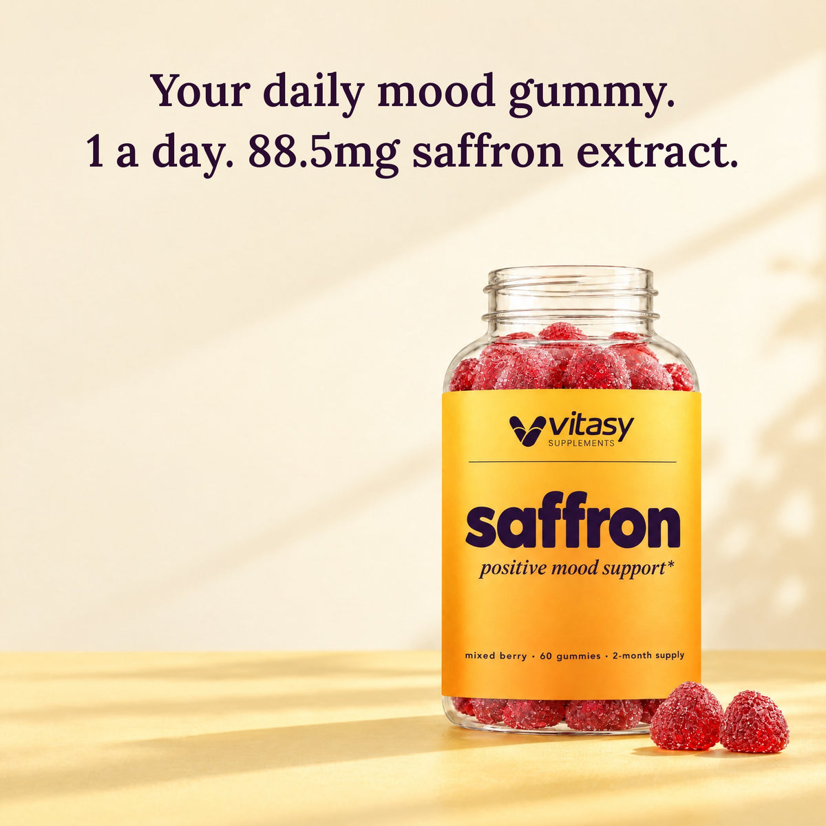 Your daily mood gummy: 1 a day, 88.5mg saffron extract