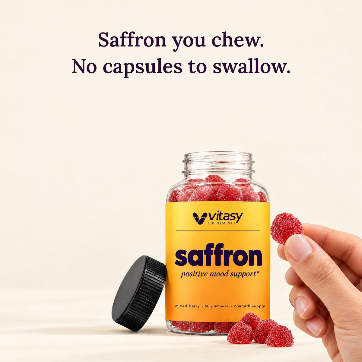 Saffron you chew. No capsules to swallow.