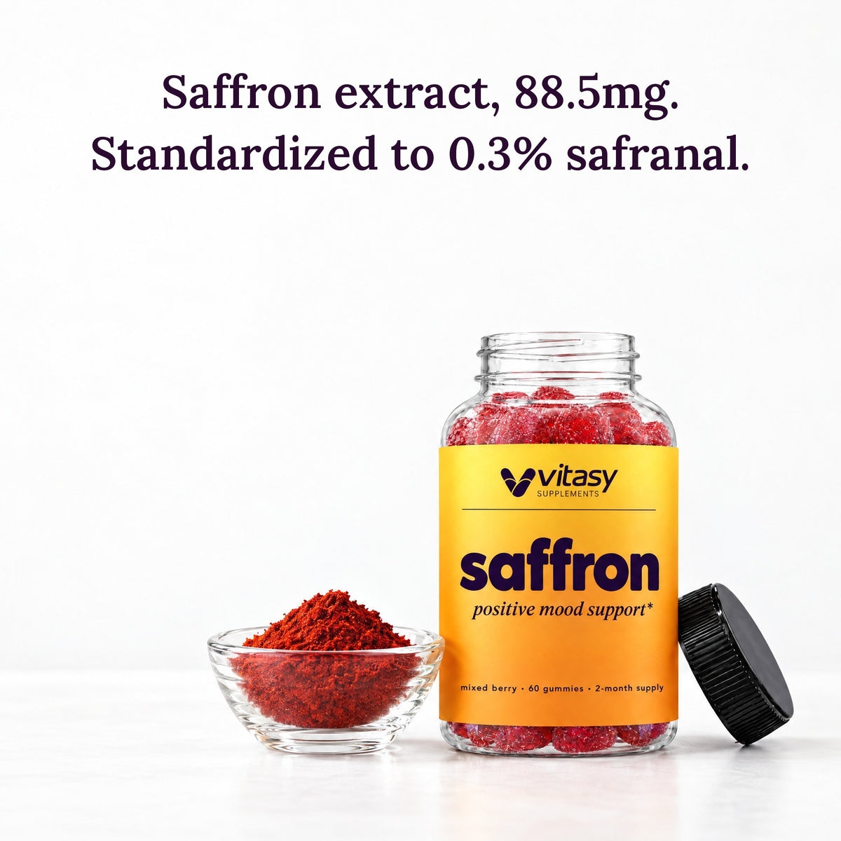 Saffron extract, 88.5mg. Standardized to 0.3% safranal.