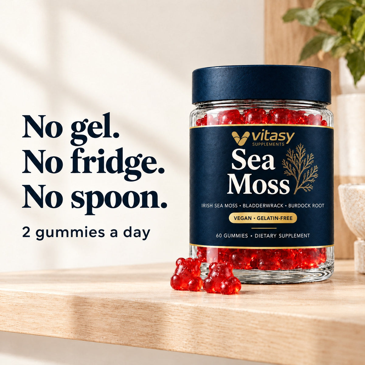 No gel, no fridge, no spoon: 2 gummies a day