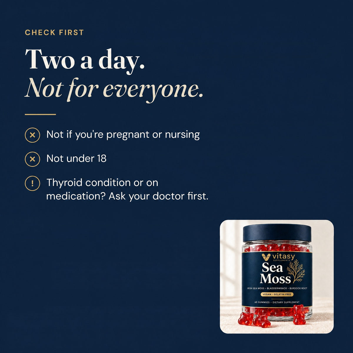 Not for pregnancy, nursing or under 18; ask your doctor about thyroid conditions or medication