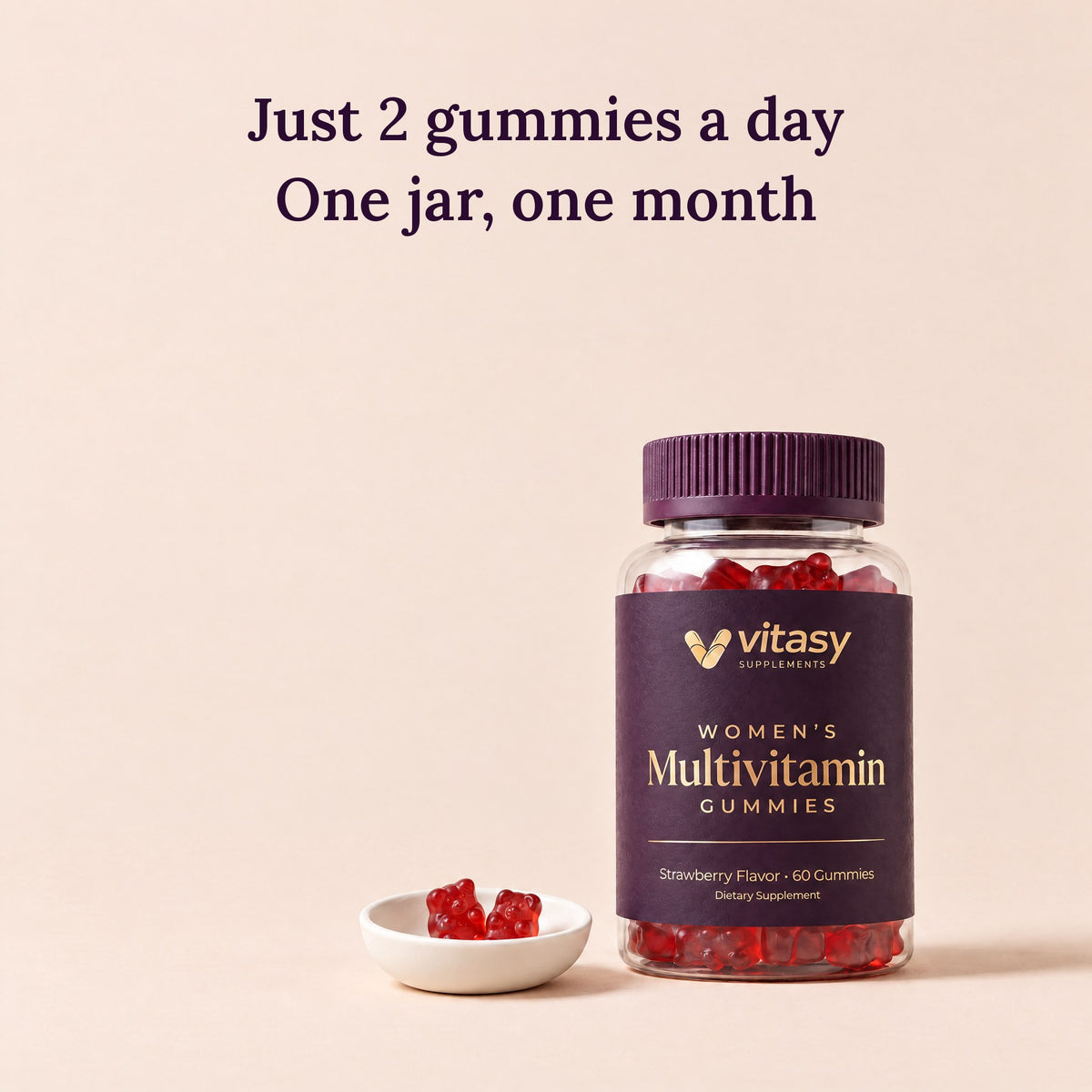 Women's Daily Multivitamin - Only 2 Gummies a Day, Not 4 or More - 11 Vitamins & Minerals, 60 Count, 30 Servings