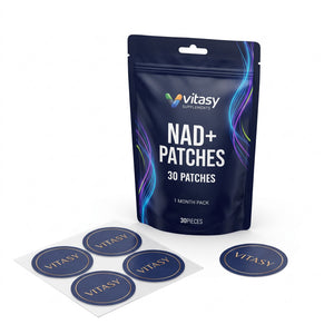 Vitasy NAD+ Patches pouch with round navy patches