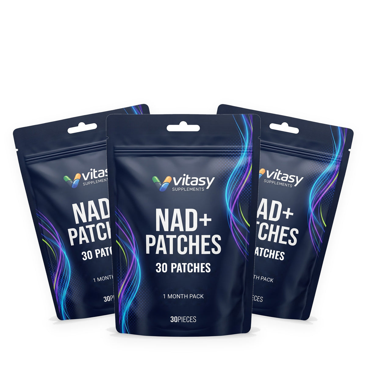 Three Vitasy NAD+ Patches pouches