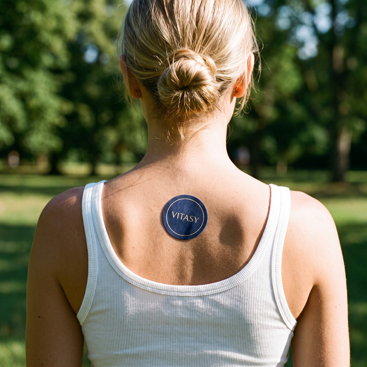 Vitasy NAD+ patch worn on the upper back