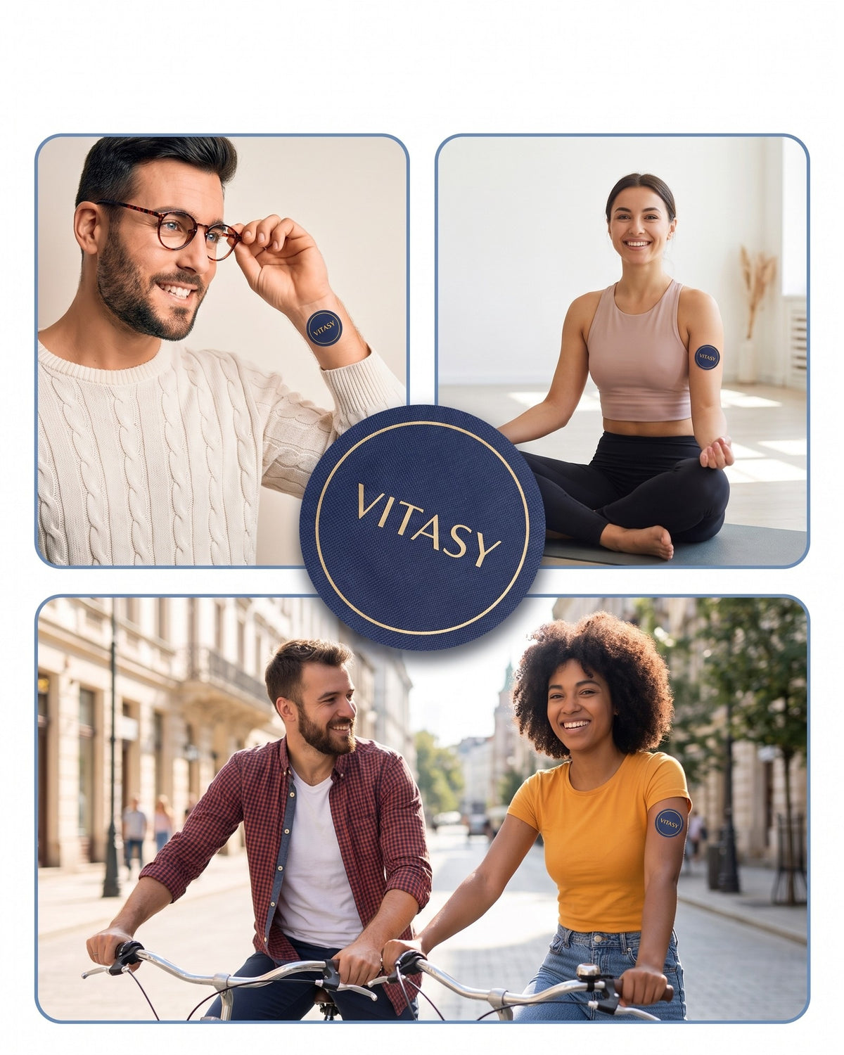 Vitasy NAD+ patch in three everyday moments