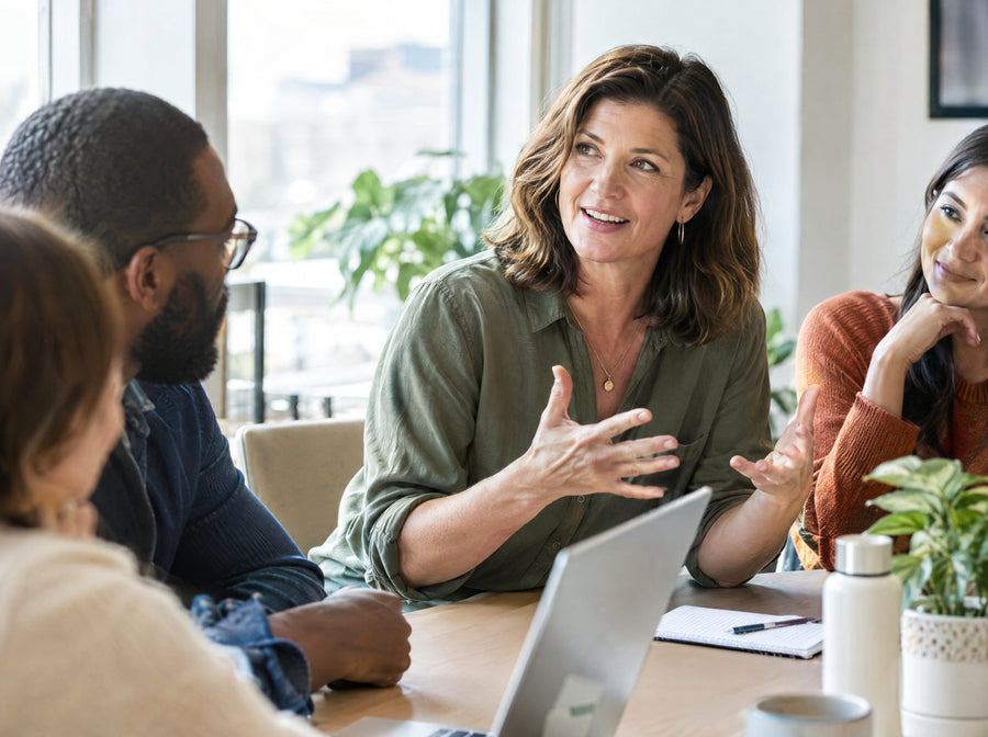 Woman leading an afternoon meeting