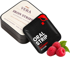 Iron Strips tin and raspberry strip pouch