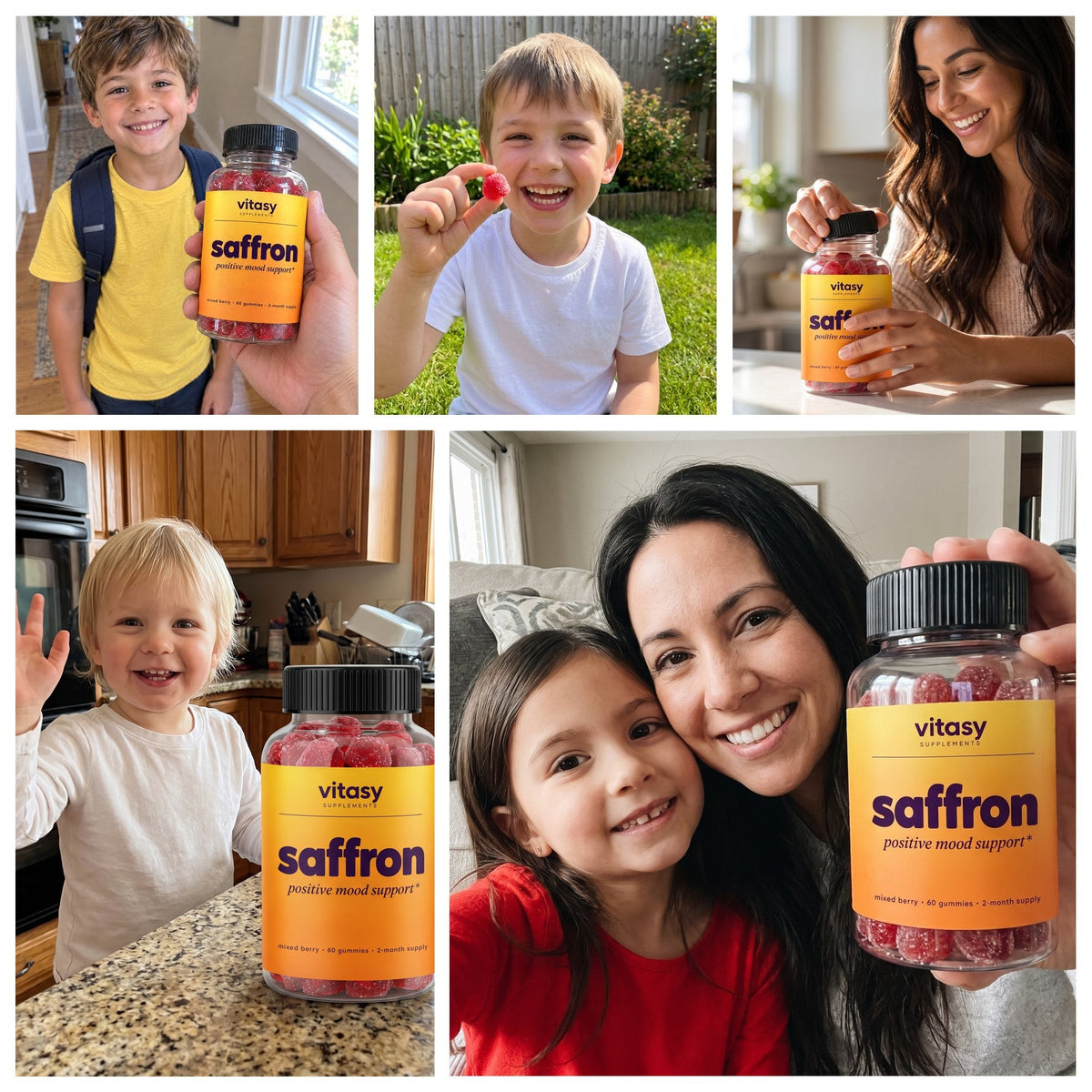Families at home with Vitasy Saffron Gummies