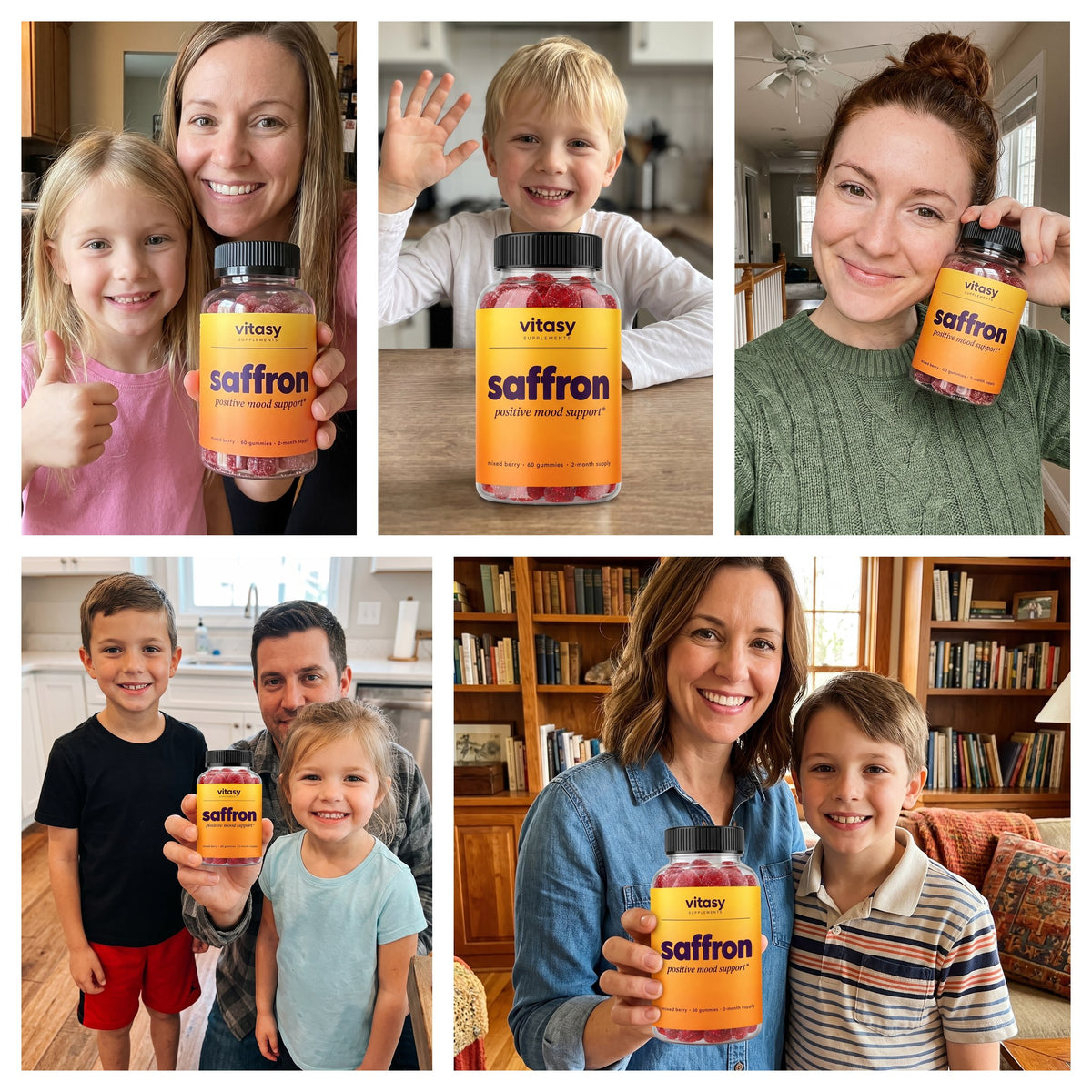 Families with Vitasy Saffron Gummies in everyday moments