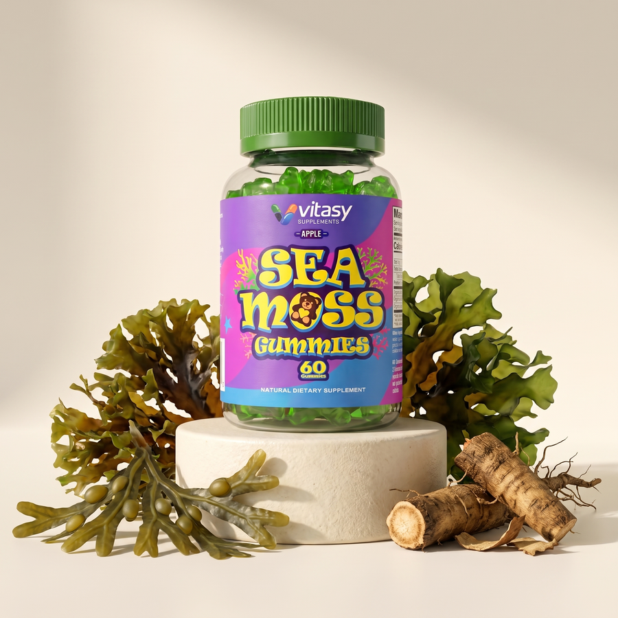 Vitasy Sea Moss Gummies with three botanical ingredients