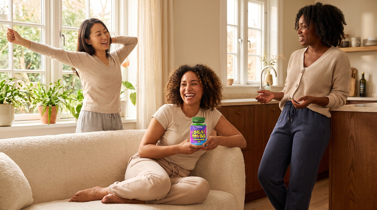 Three adults sharing their Vitasy Sea Moss Gummies routine