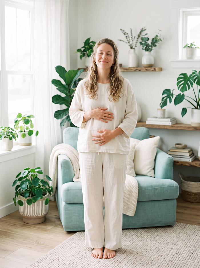 Relaxed woman feeling light