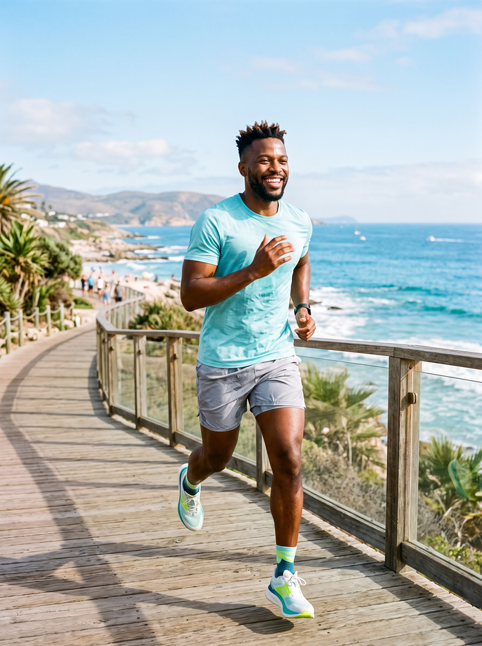 Man jogging by the sea