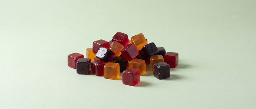 Assorted fruit gummy cubes