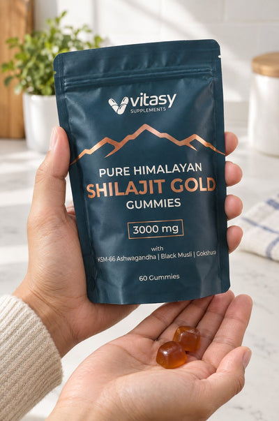 Gummies poured from the pouch into a hand