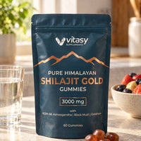 Pouch of Vitasy Shilajit Gummies in the kitchen