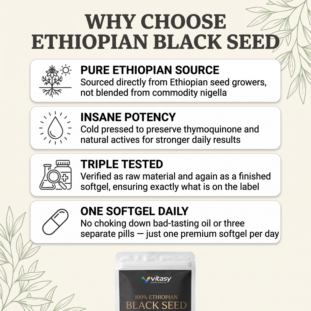Ethiopian Black Seed v4 why choose 4 cards