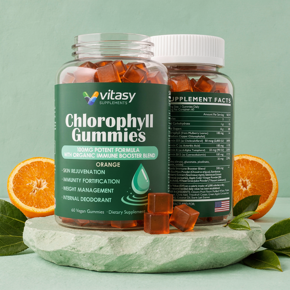 Vitasy Chlorophyll Gummies Orange met sinaasappel
