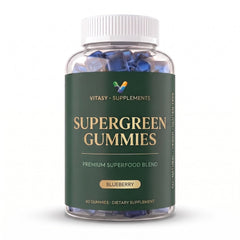 Supergreen Chlorophyll Gummies with Vitamins C, D3, E, B12 & Zinc - Energy and Gut Support - 100mg Chlorophyll Per Gummy - 60 Gummies, Sugar Free