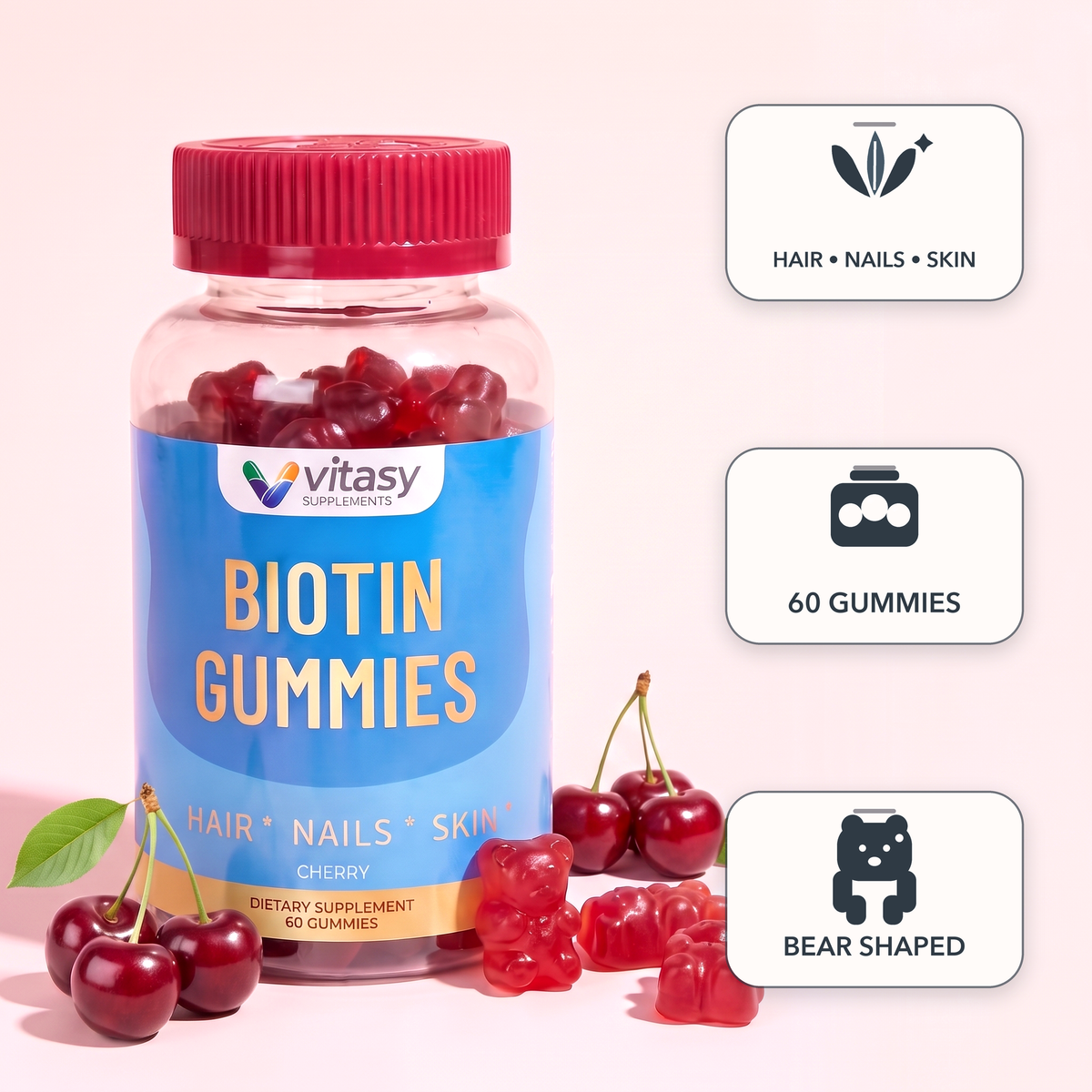 Biotin Gummies v2 - Gallery Image 4 - Cherry hero