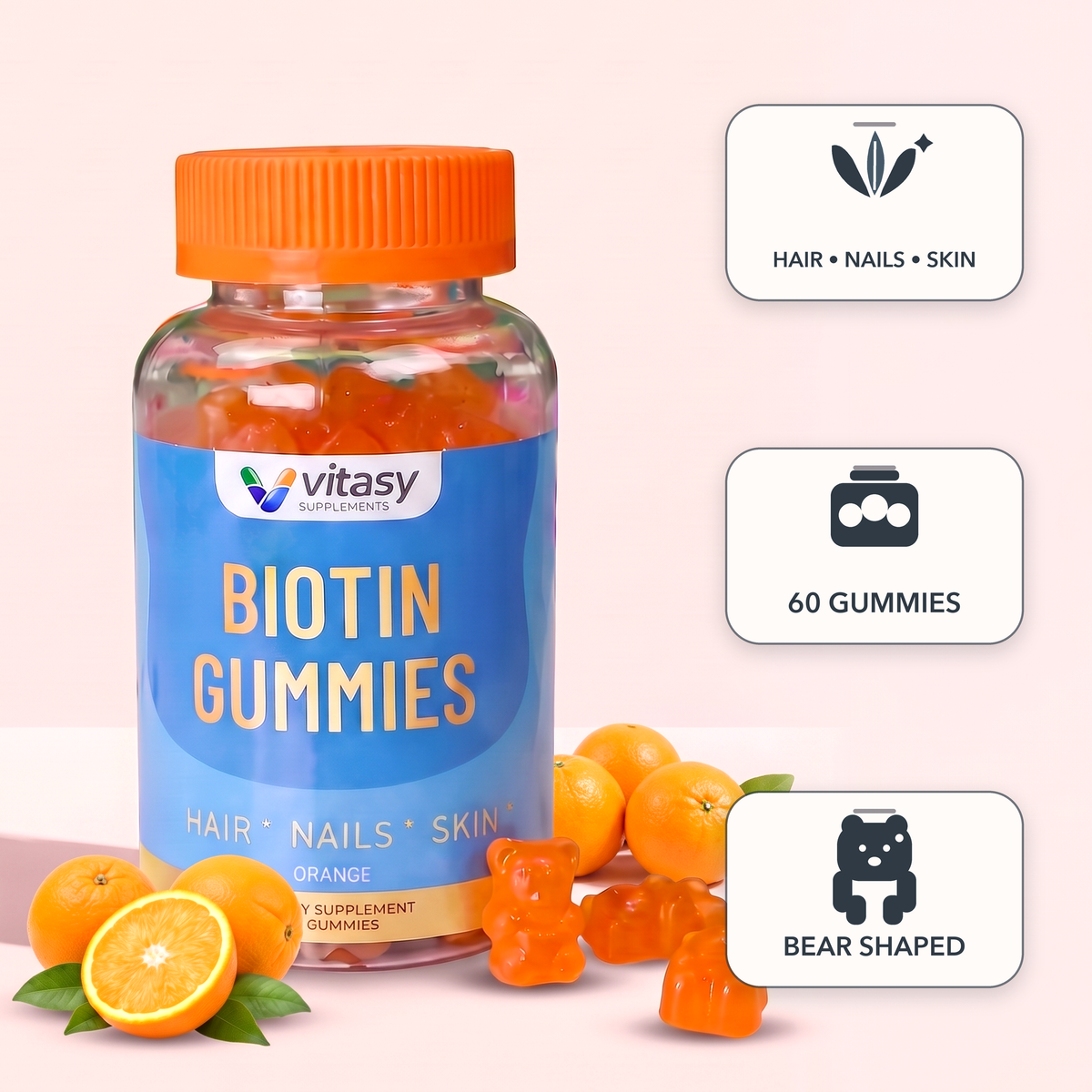Biotin Gummies v2 - Gallery Image 2 - Orange hero