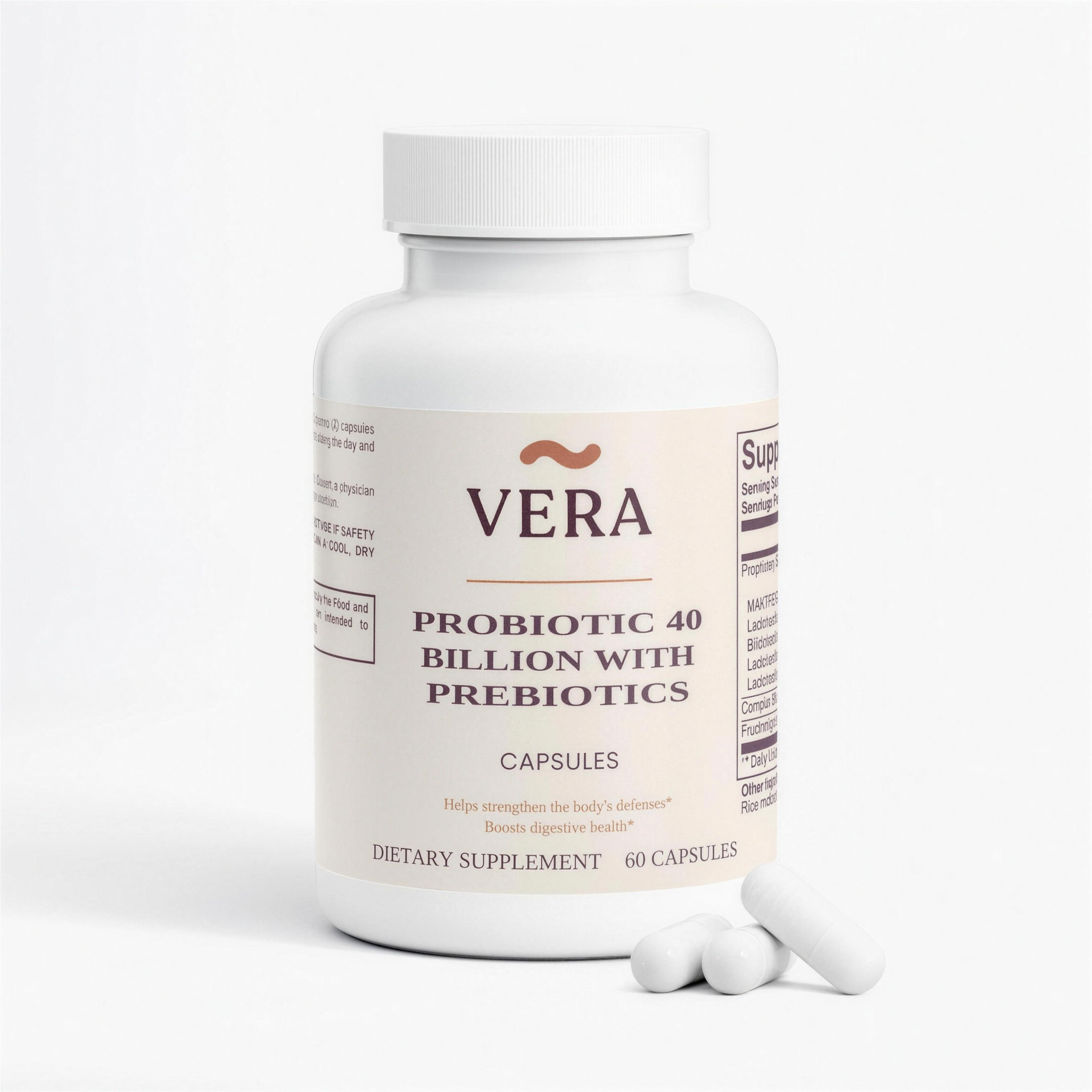 VERA Probiotic 40 Billion with Prebiotics, 60 vegetable capsules