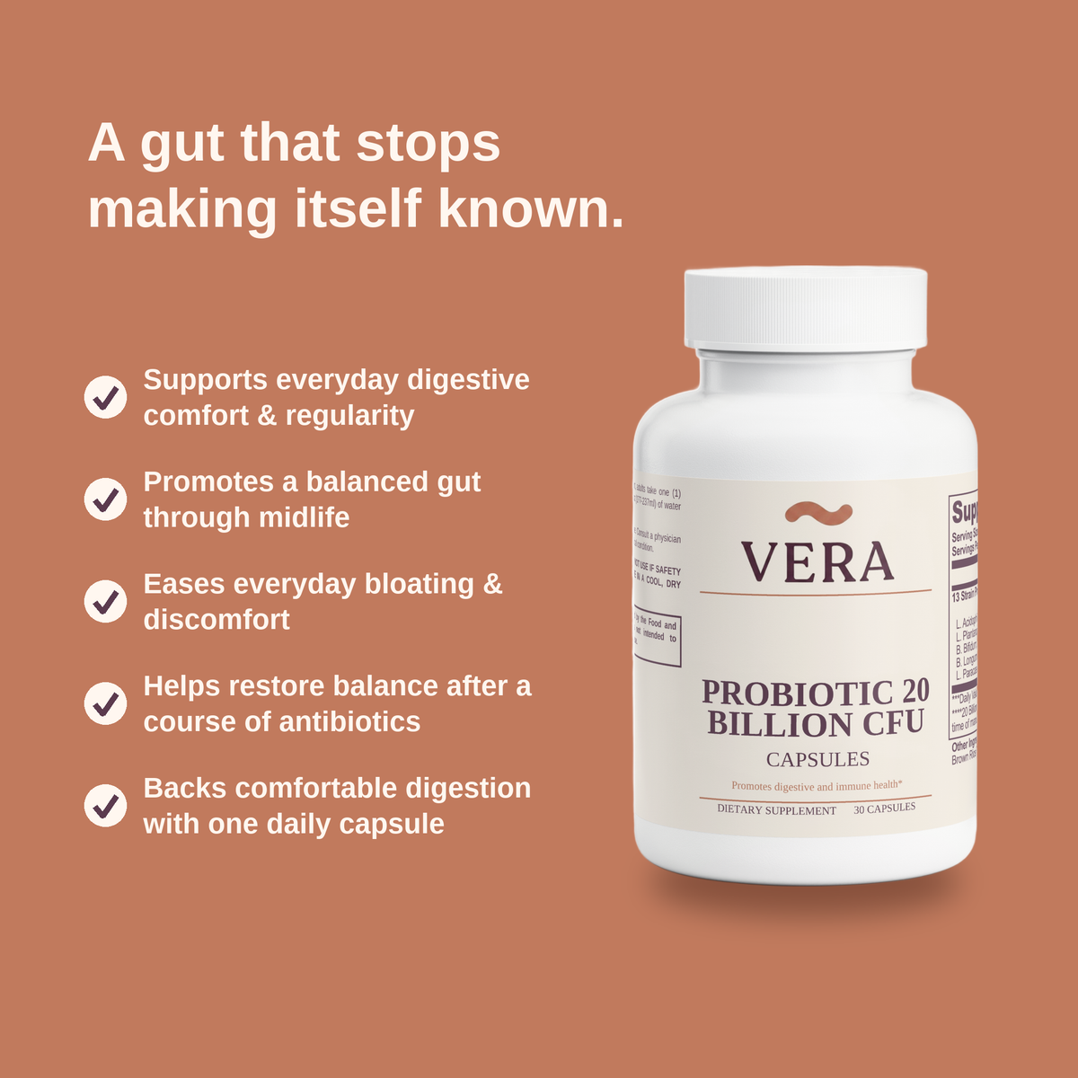 Five reasons people love VERA Probiotic 20 Billion - benefits panel v2
