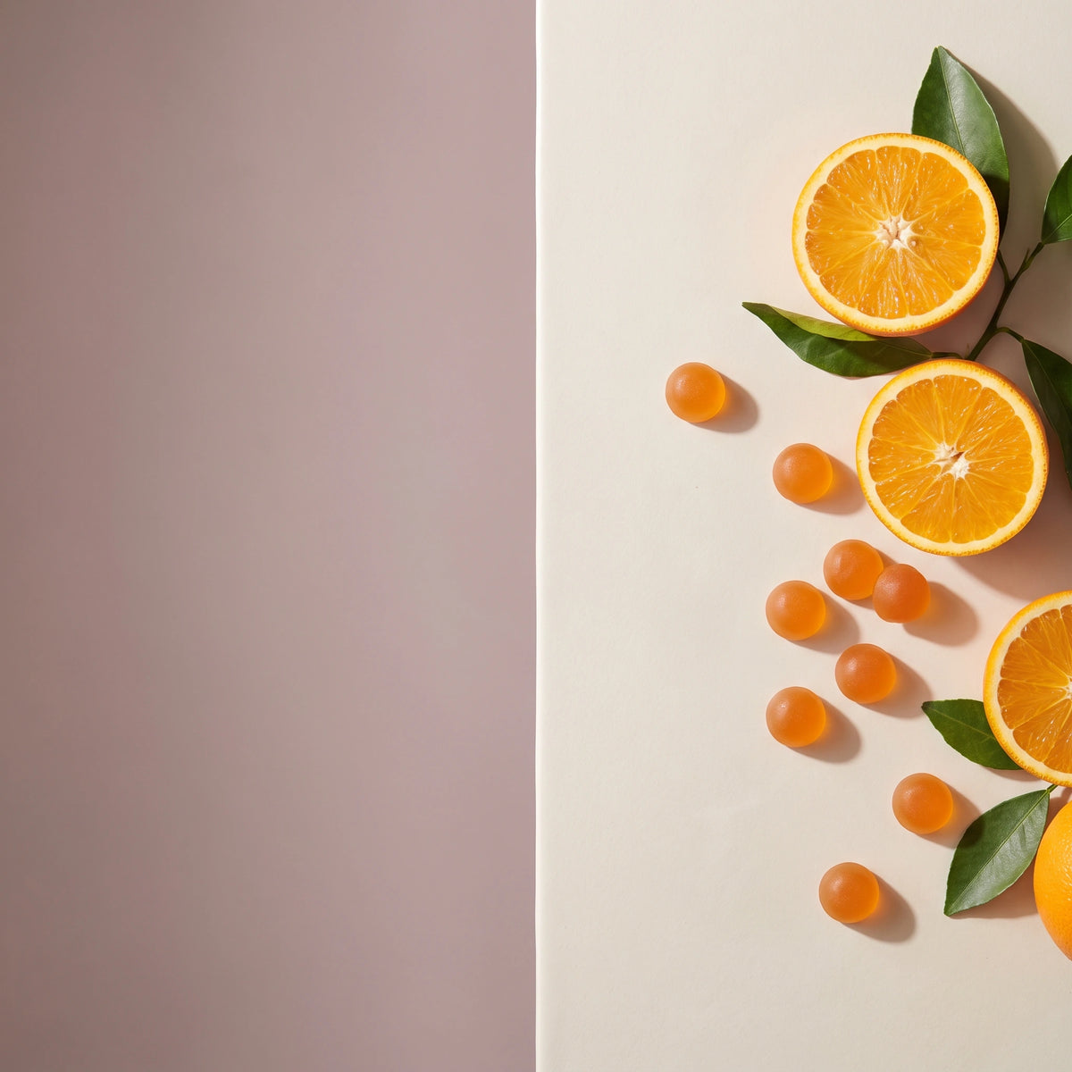 Vitasy Vitamin C Gummies v2 — certification visual translated to unbadged quality/flavor still — Orange