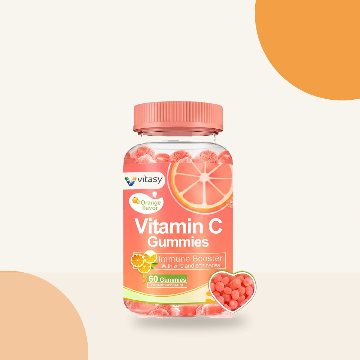 Vitasy Vitamin C Gummies v3 — new-look visual translated to product detail — Orange