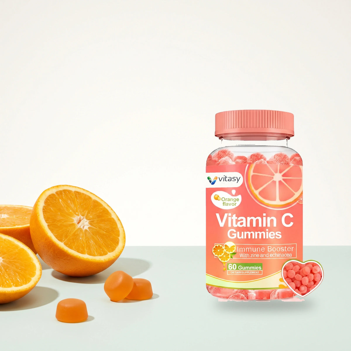 Vitasy Vitamin C Gummies v3 — use visual translated to grounded daily routine — Orange