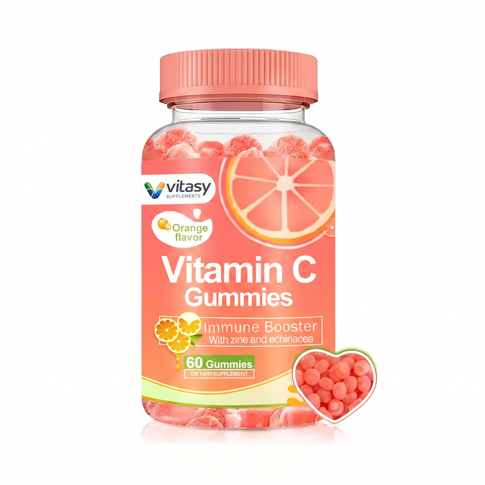 Vitamin C Gummies - A Bright, Simple Daily Essential - 250mg Per Serving with Zinc & Echinacea - 30 Servings, Orange