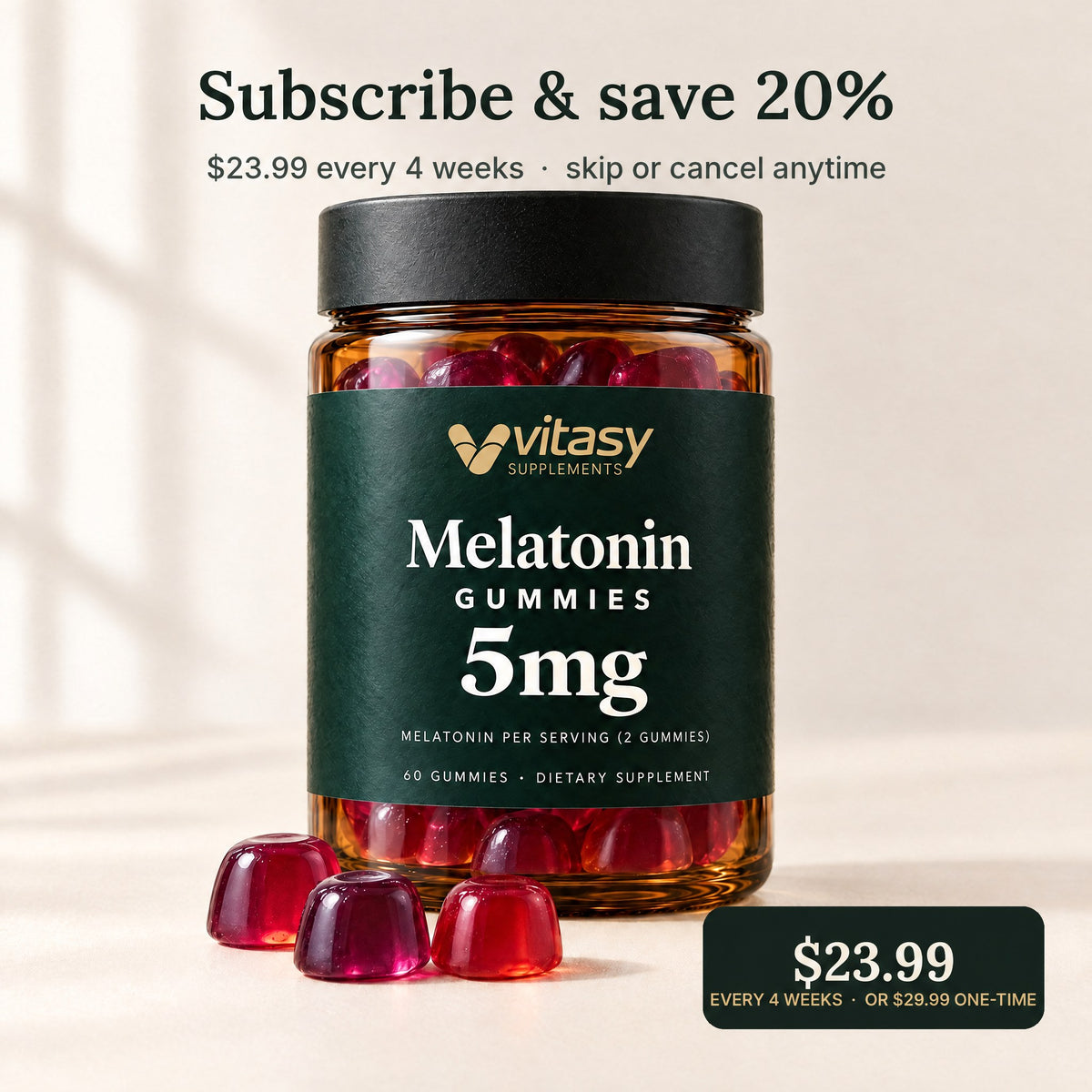 Subscribe and save 20%: $23.99 every 4 weeks or $29.99 one-time