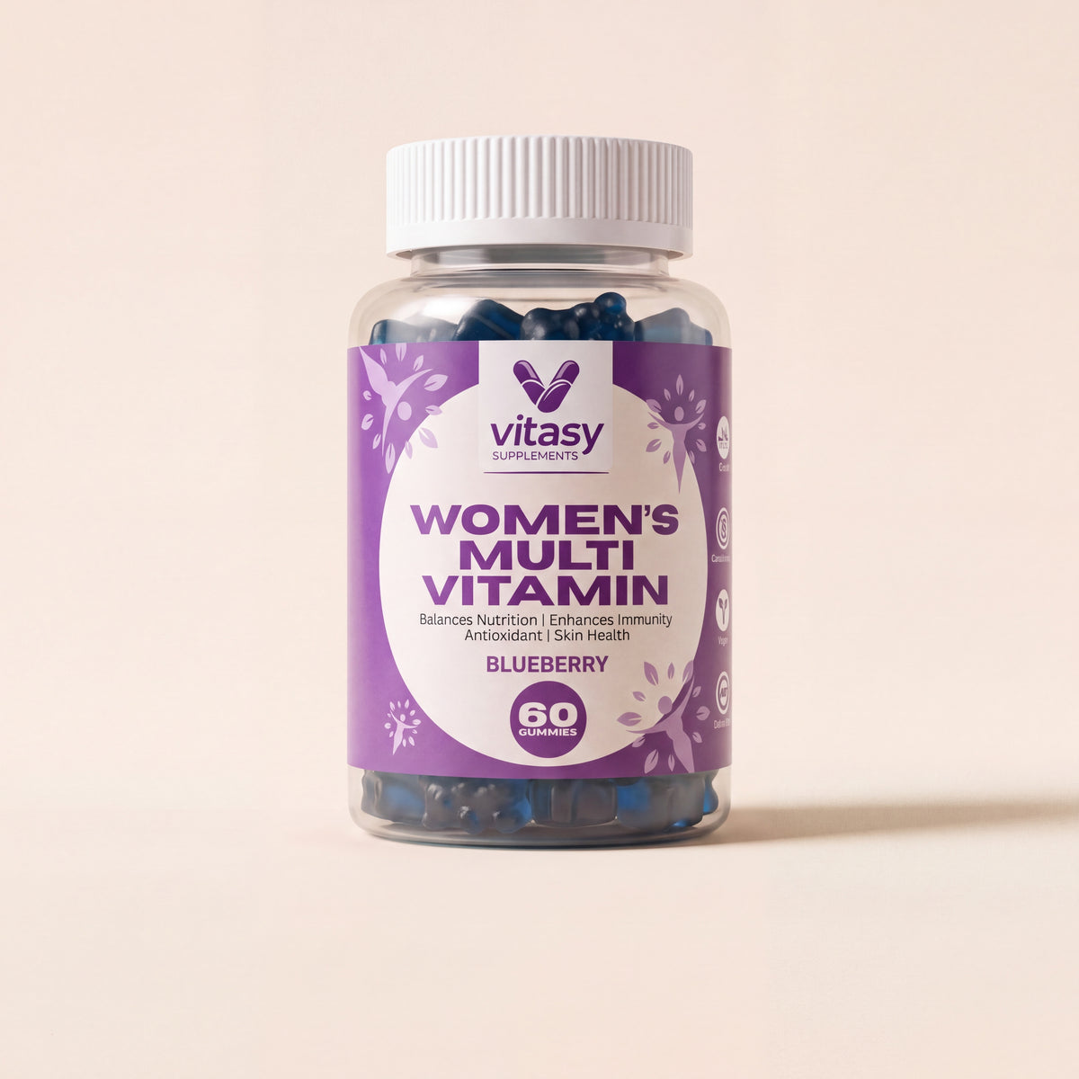 Vitasy Women's Multivitamin Gummies v1 - Front Variant Hero - Blueberry