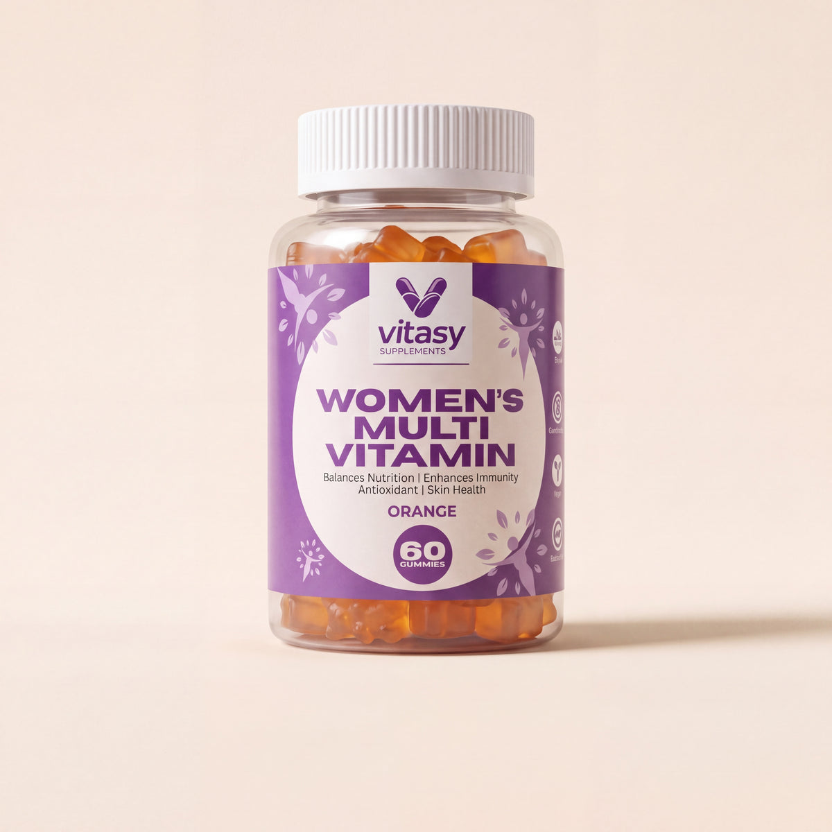 Vitasy Women's Multivitamin Gummies v1 - Front Variant Hero - Orange